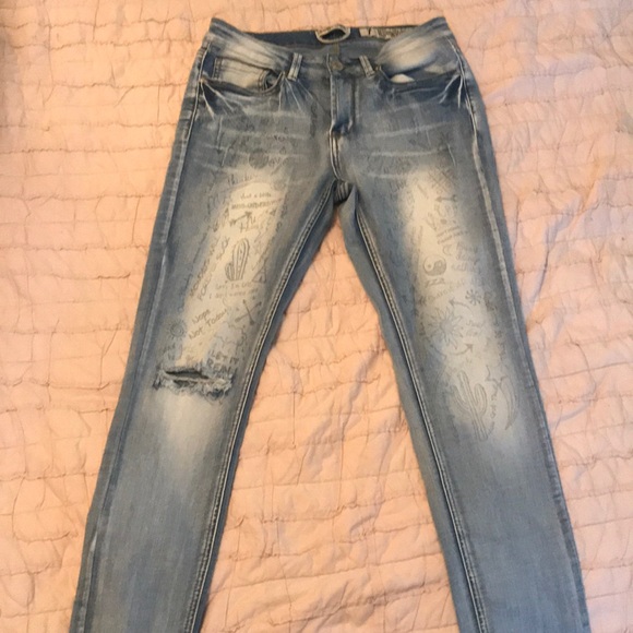 jeans with drawings